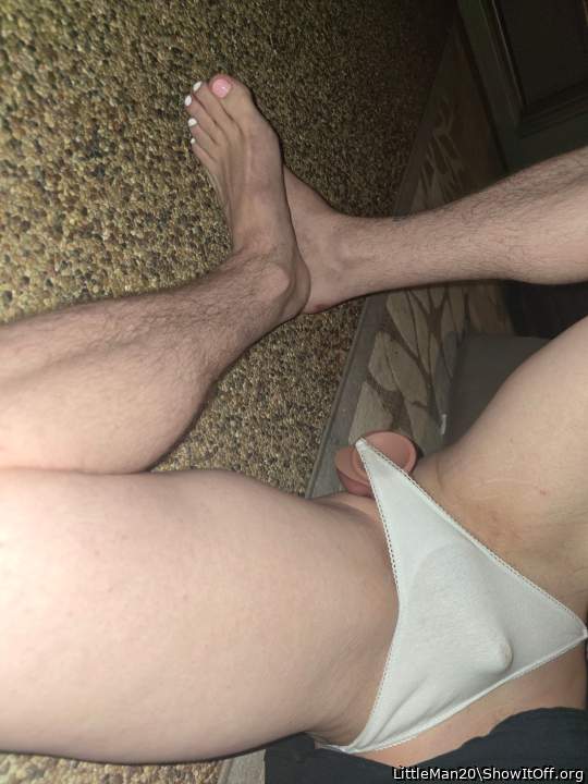 Your cock looks great in your little panties and Im sure th