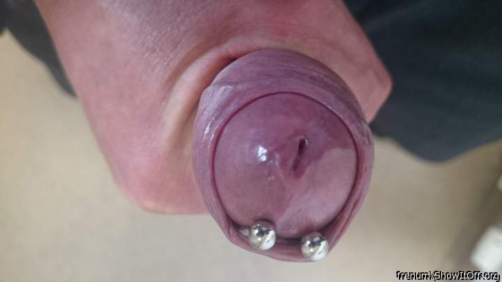 Head shiny with precum