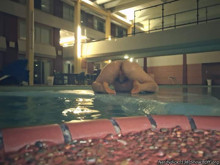 Naked at local hotel pool (Could Have Been Caught!)