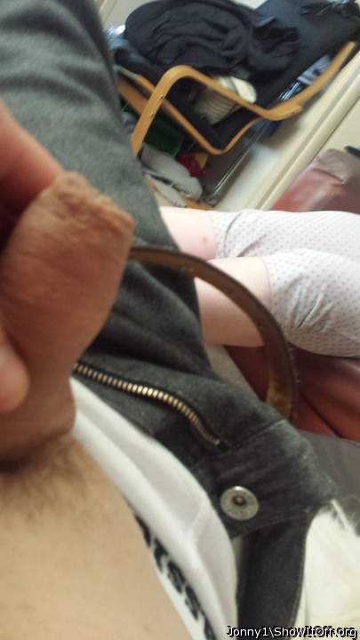 Sneak little dick out in front of my sister