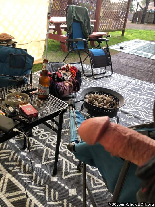 At the campground trying to be caught.