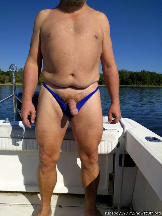Hanging out of my thong on the boat