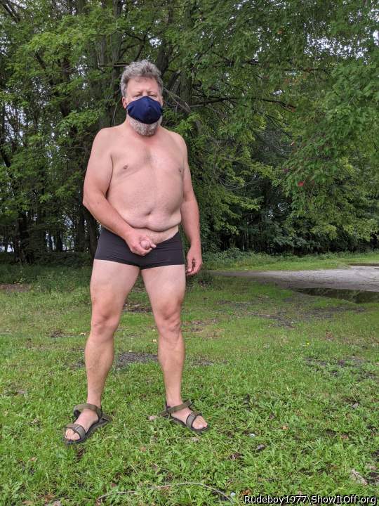 Jerking off in public park