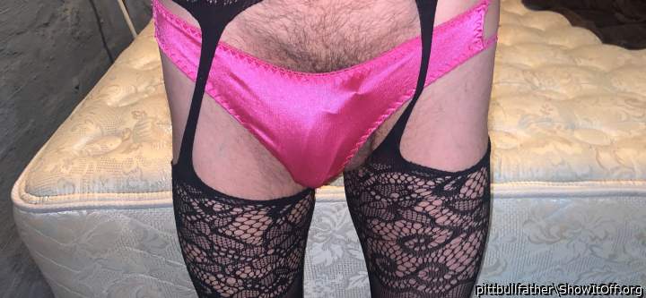 pretty in pink with stockings?