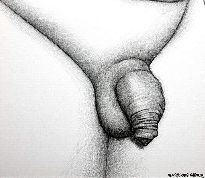 Very small unut cock with large foreskin Art B&W