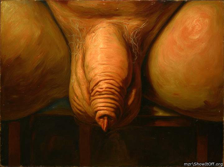 Wrinkled cock with long foreskin close-up Art Style