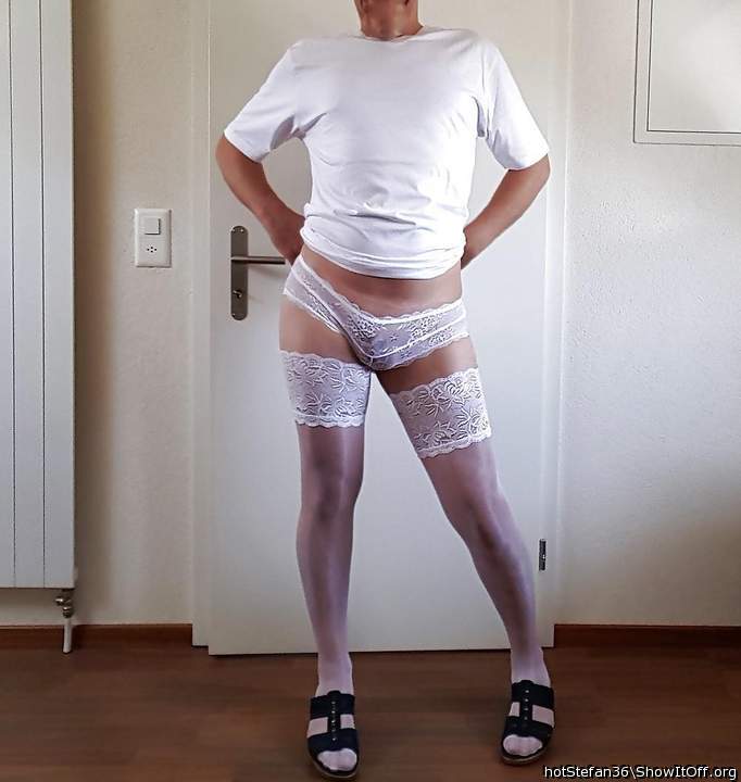 Your panties display your huge cock so well, I'm jacking off