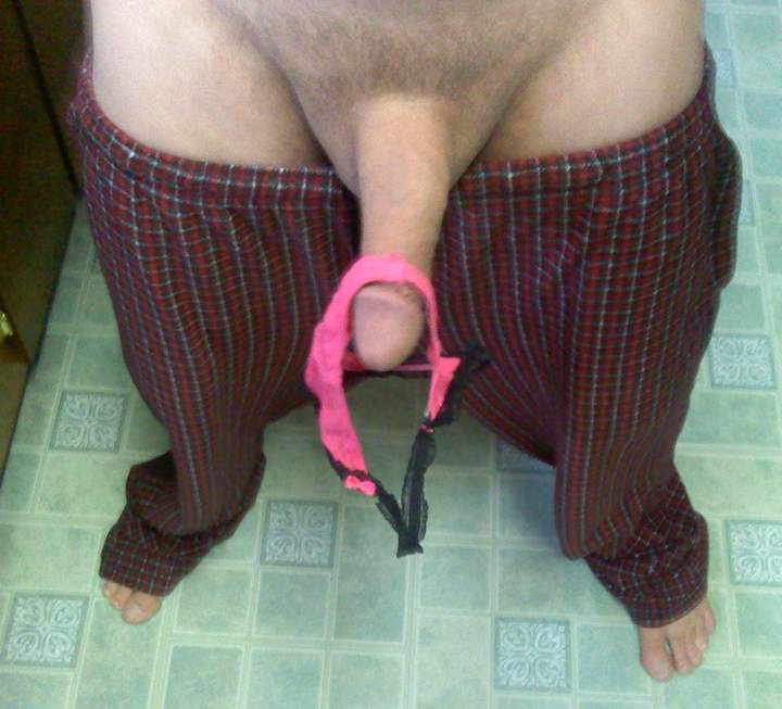 hollys thong hanging on my cock