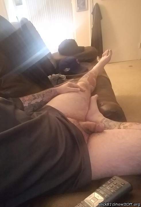 Relaxing on sofa
