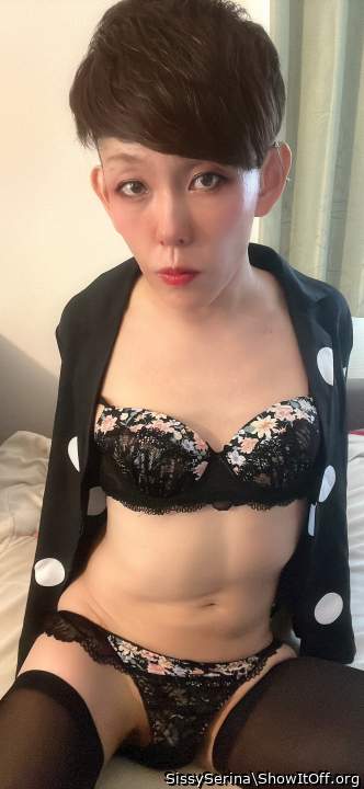 Japanese Sissy Serina is wearing Office Lady Outfit