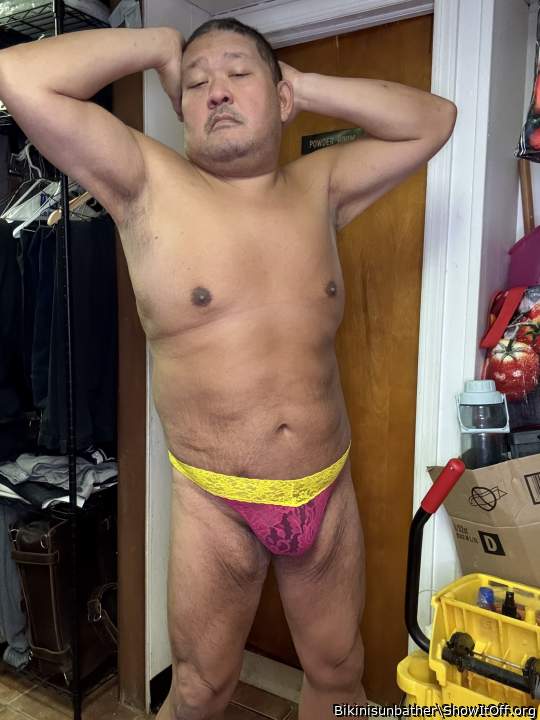 Yellow and red lace thong panties. taste my panties