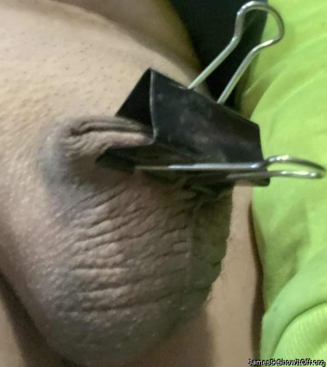 Pushed my cock inside & held it in with a folder clip.