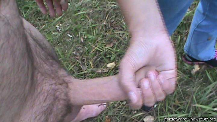 Handjob in the woods.