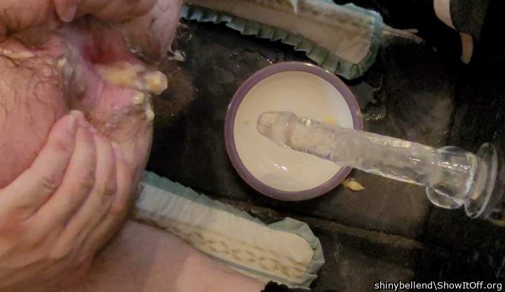 Messy Banana Flowing Out Of My Dildo Fucked Arse Hole
