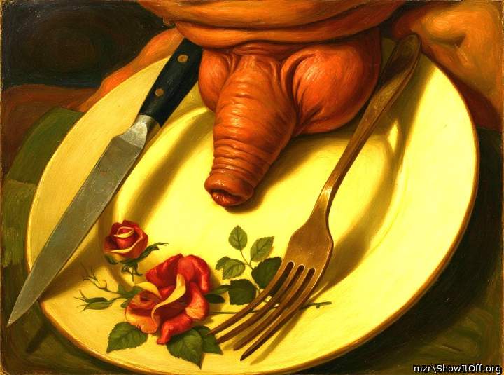 Very tasty tender long fleshy foreskin is served