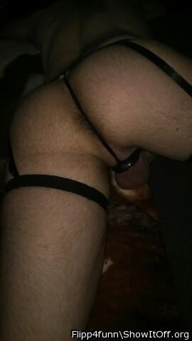 Bent over