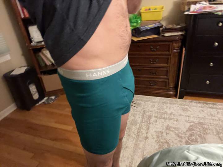 Trying new underwear on